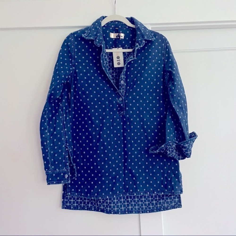 Topshop MOTO Contrast Print Popover Shirt …